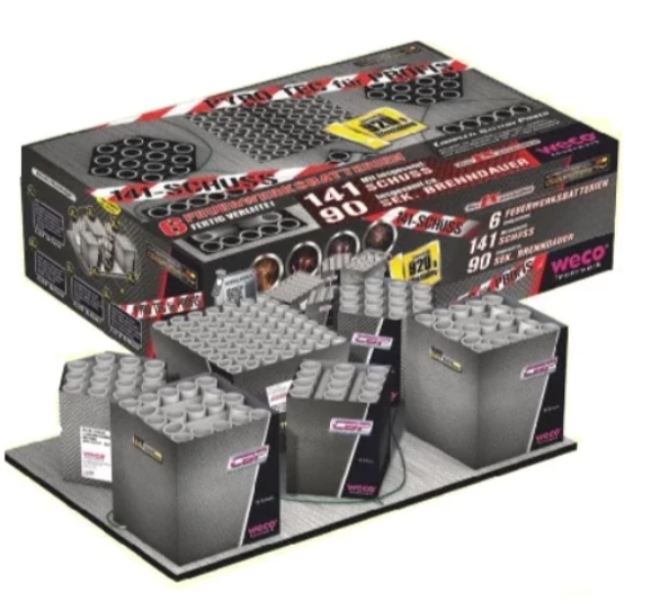  Pyro Complete 141 shots, Compact multi-cake, SkyBee